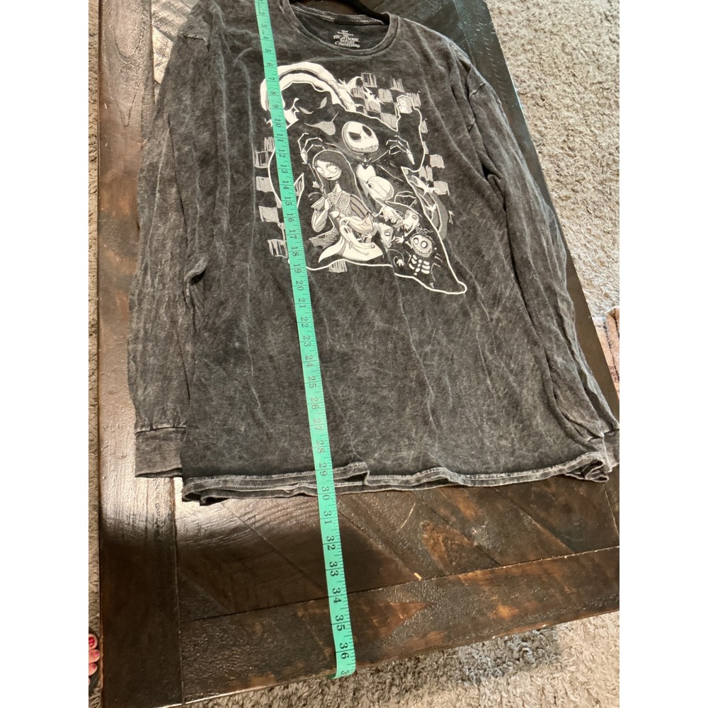 Disney Nightmare Before Christmas Acid Wash Long Sleeve Graphic Tee Mens XL Gray - Picture 4 of 6